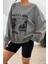 Füme Baskılı Oversize Kadın Sweatshirt MG1923 2