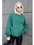 Yeşil Bisiklet Yaka Baskılı Sweatshirt MG1924 1