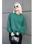 Yeşil Bisiklet Yaka Baskılı Sweatshirt MG1924 2