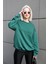 Yeşil Bisiklet Yaka Baskılı Sweatshirt MG1924 3