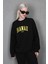 Siyah Bisiklet Yaka Baskılı Sweatshirt MG1922 2
