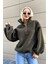 Haki Peluş Fermuar Yaka Sweatshirt MG1413 1