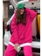 Fuşya Kapüşonlu Şardonlu Oversize Sweatshirt MG1566 1