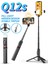 Siyah Q12S Bluetooth Tripod Selfie Çubuğu Gizli Tasarım Dönebilen Dolgu Işığı Lambası Alüminyum Alaşımlı Uzaktan Kumanda Selfie Çubuğu (Yurt Dışından) 1
