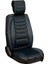 dacia Sandero Stepway Uyumlu Lüks Deri Oto Koltuk Kılıfı Ön/arka 5li Set Anka Seri (Siyah-Mavi) 5