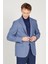 ALTINYILDIZ CLASSICS Erkek Açık Mavi Slim Fit Dar Kesim Mono Yaka Desenli Blazer Ceket 3
