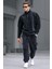 Siyah Fermuar Yaka Polar Erkek Eşofman Takımı 5931 1