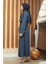 6458-ALLERLI Denim Trençkot Koyu Mavi 4