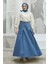 2284 - Denim Pileli Mevlana Etek Koyu Mavi 1