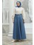 2284 - Denim Pileli Mevlana Etek Koyu Mavi 2