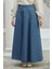 2284 - Denim Pileli Mevlana Etek Koyu Mavi 4