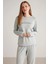 Uzun Kol Yumuşak Dokulu Kadın Pijama Takım 2428 2
