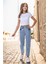 Kız Çocuk Bel Lastikli Mom Fit Dar Paça Kot Jean PANTOLON-PNT-0036 1