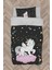 Bebek ve Çocuk Odası Pembe Bulut Üzerinde Unicorn Desenli Siyah Nevresim Takımı 1