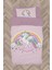 Bebek ve Çocuk Odası Gökuşağı ve Unicorn Desenli Pembe Nevresim Takımı 1