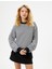 Bisiklet Yaka Sweatshirt Uzun Kollu Pamuk Karışımlı Rahat Kalıp 1