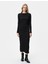 Midi Elbise Bisiklet Yaka Uzun Kollu Slim Fit 3