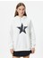 Oversize Kapşonlu Sweatshirt Yıldız Baskılı Uzun Kollu 3