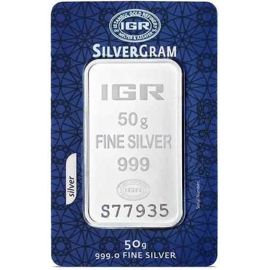 İGR 50 Gram Gümüş 999.0 Saflıkta Külçe