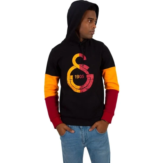 Galatasaray Lisanslı Büyük Armalı Siyah Sweatshirt