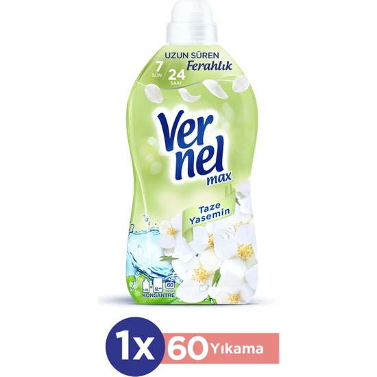 Vernel Max Konsantre Çamaşır Yumuşatıcısı Taze Yasemin 1440ml (60 Yıkama)