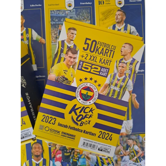Odyak Fb (Fenerbahçe) 2023-2024 Imzalı Sezon Taraftar Futbolcu Oyuncu Kartları Kıck Off Box  (52 Adet Kart)