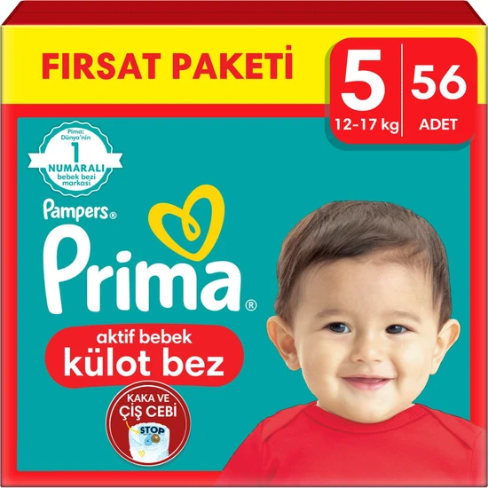 Prima Külot Bebek Bezi 5 Beden 56 Adet Junior Fırsat Paketi