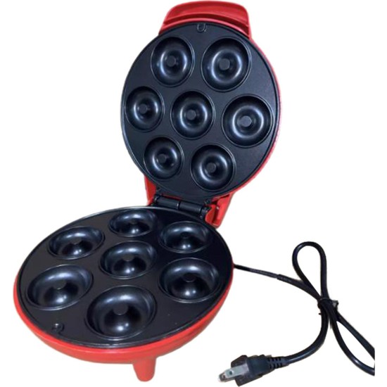 Mini Donut Maker Machine - Makes 2 Large 4-Inch Donuts, Non-Stick, Double-Sided Heating, Easy To Clean (Pink)