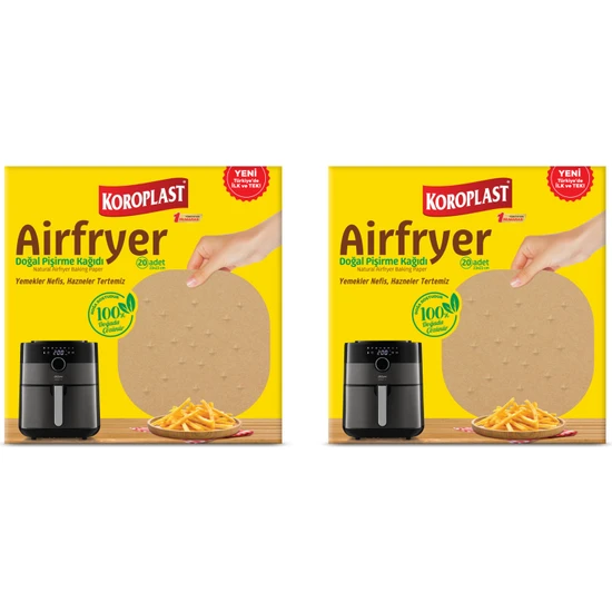 Koroplast Airfryer Doğal Pişirme Kağıdı 2'li Avantaj Paketi (Xxl Uyumlu)
