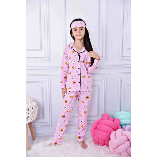 Kugu Kids Önden Düğmeli Ayıcık Desen Pijama Takımı