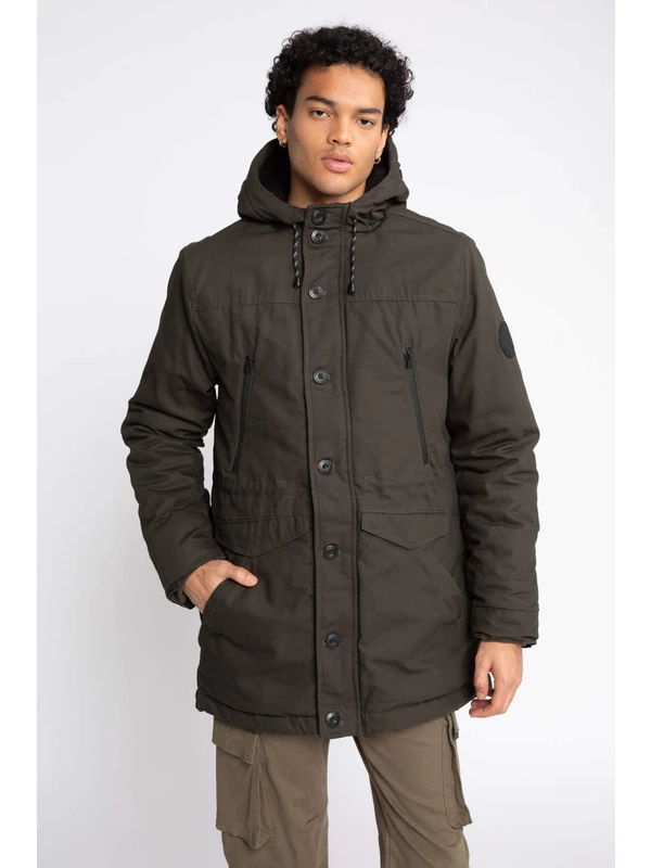 DeFacto Slim Fit Kapüşonlu Pelüş Astar Mont Parka R6780AZ23WN