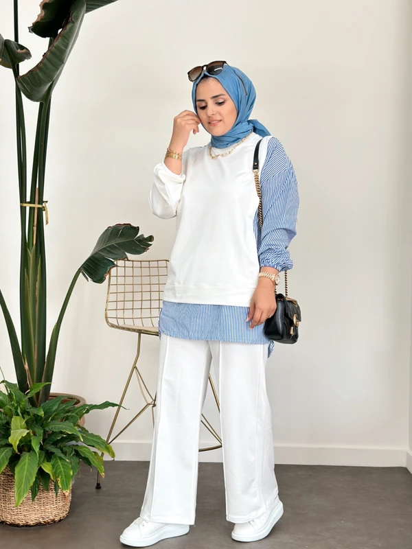 Asel Fashion Line Gömlekli Ikili Takım Ekru