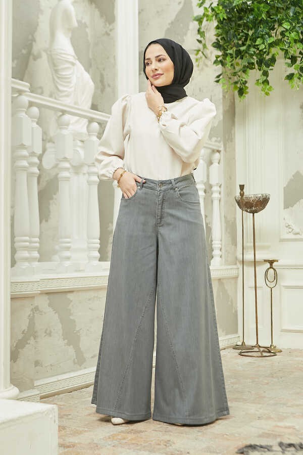 Neways 1162-DENIM Gri Pantolon Etek %98 Coton Kadınlar İçin Şık ve Rahat Tasarım