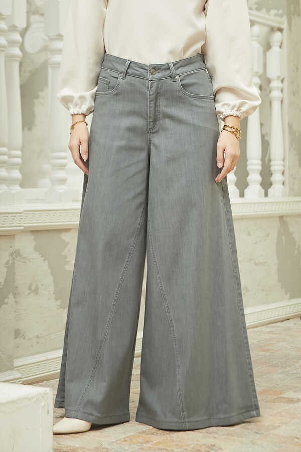 Neways 1162-DENIM Gri Pantolon Etek %98 Coton Kadınlar İçin Şık ve Rahat Tasarım görsel 5