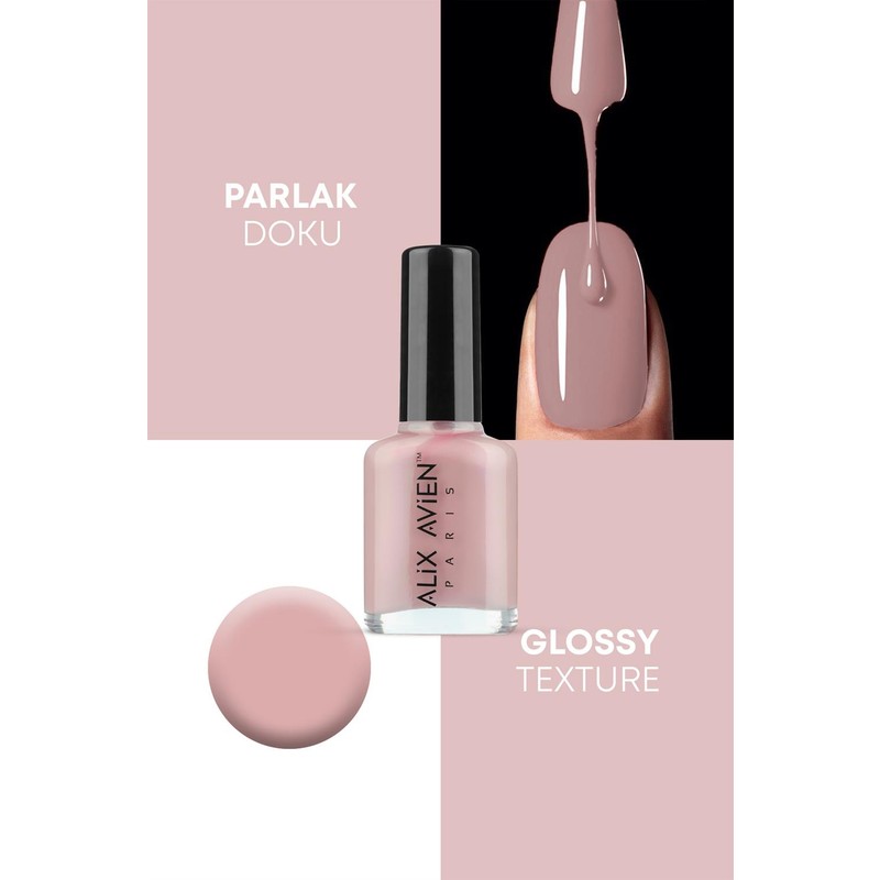 Alix Avien Pembe Nude Oje 46 - Yüksek Pigmentli Uzun Süreli Kalıcılık Hızlı Kuruma - Nail Lacquer 46