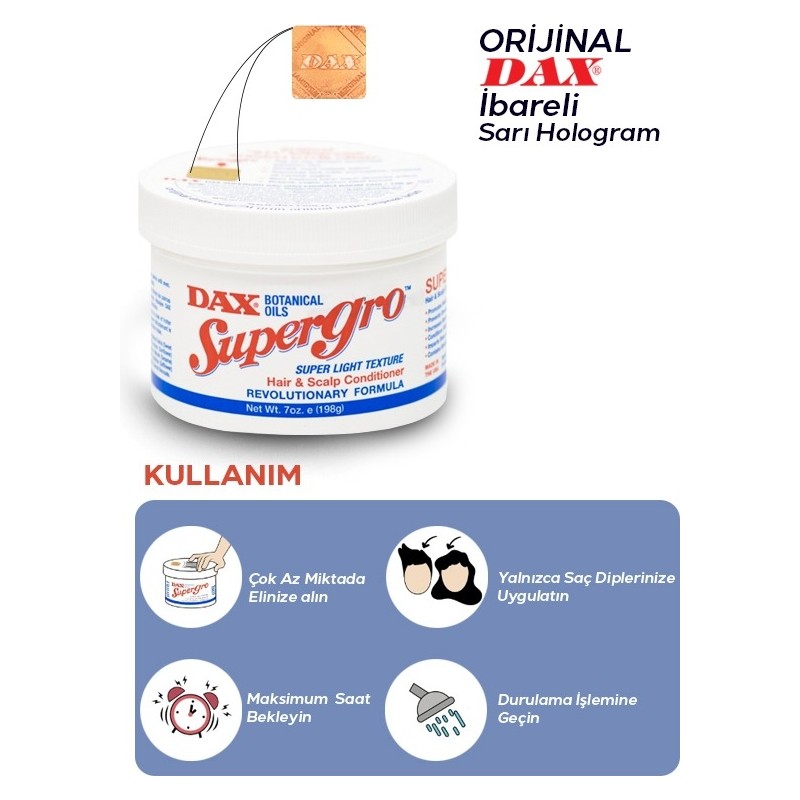DAX Supergro Bakım Yağı 198 gr Botanik Yağlarla Zenginleştirilmiş Günlük ve Haftalık Kullanım İçin İdeal