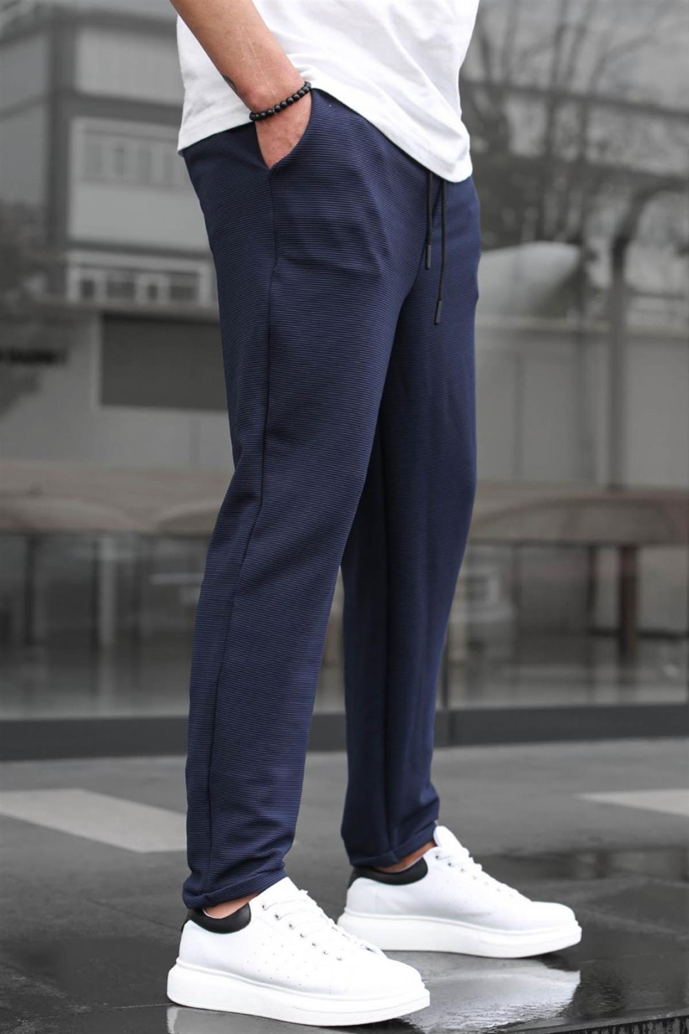 Madmext Lacivert Basic Waffle Kumaş Erkek Pantolon 6509