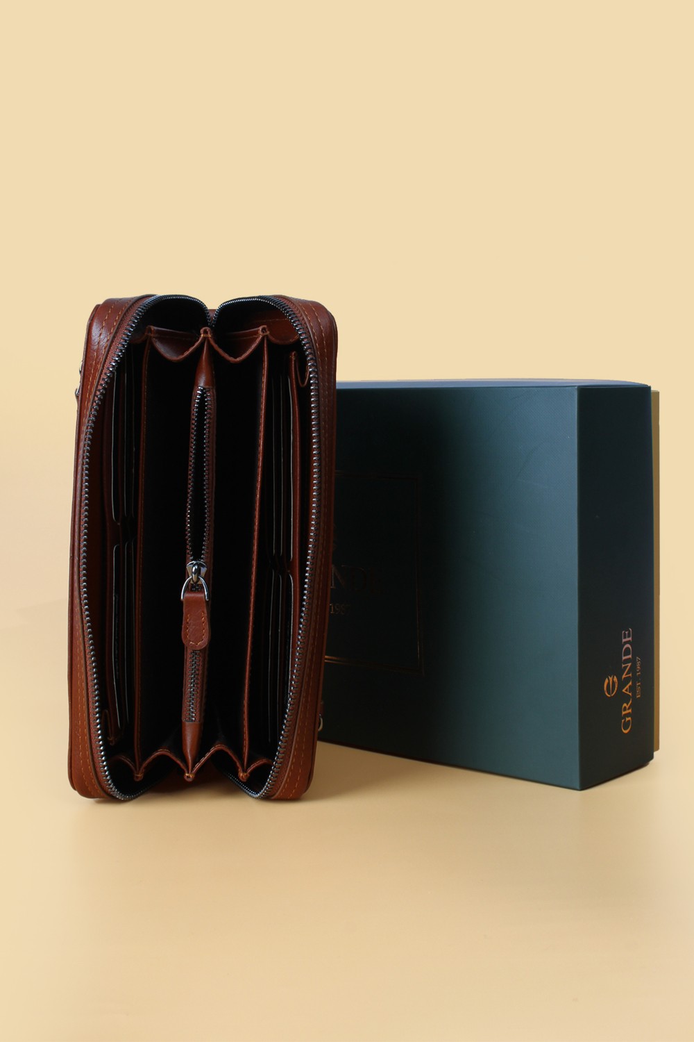 Grande 4274 Hakiki Yüzde Yüz Deri El Çantası El Pörtföyü Clutch Çanta görsel 3