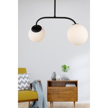 Begüsa Norel 2.li Avize Siyah Beyaz Cam