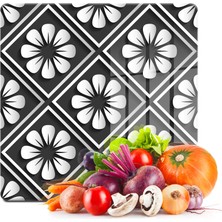 Decovetro Cam Kesme Tahtası Kare Çini Çiçek Desenli 30X30 cm