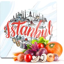 Decovetro Cam Kesme Tahtası Kare Istanbul Kolaj Desenli 30X30 cm