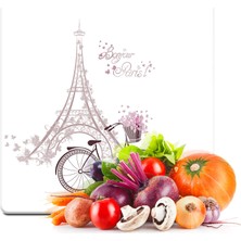 Decovetro Cam Kesme Tahtası Kare Bonjour Paris 30X30 cm