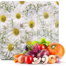 Decovetro Cam Kesme Tahtası Kare Papatya Desenli 30X30 cm