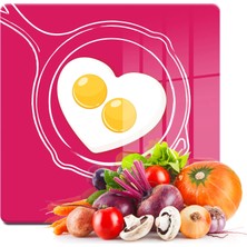 Decovetro Cam Kesme Tahtası Kare Aşk Yumurtası Desenli 30X30 cm