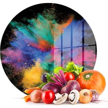 Decovetro Cam Kesme Tahtası Yuvarlak Renk Bulutu Desenli 30X30 cm