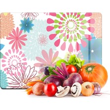 Decovetro Cam Kesme Tahtası Renkli Çiçekler Desenli 30X40 cm