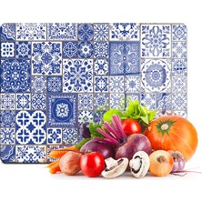 Decovetro Cam Kesme Tahtası Mavi Çini Desenli 30X40 cm