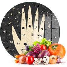Decovetro Cam Kesme Tahtası Yuvarlak Horoscope Desenli 30X30 cm