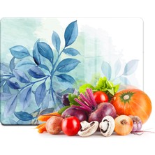 Decovetro Cam Kesme Tahtası Mavi Sarmaşık Desenli 20X30 cm