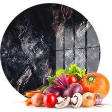 Decovetro Cam Kesme Tahtası Yuvarlak Doğal Taş Desenli 30X30 cm